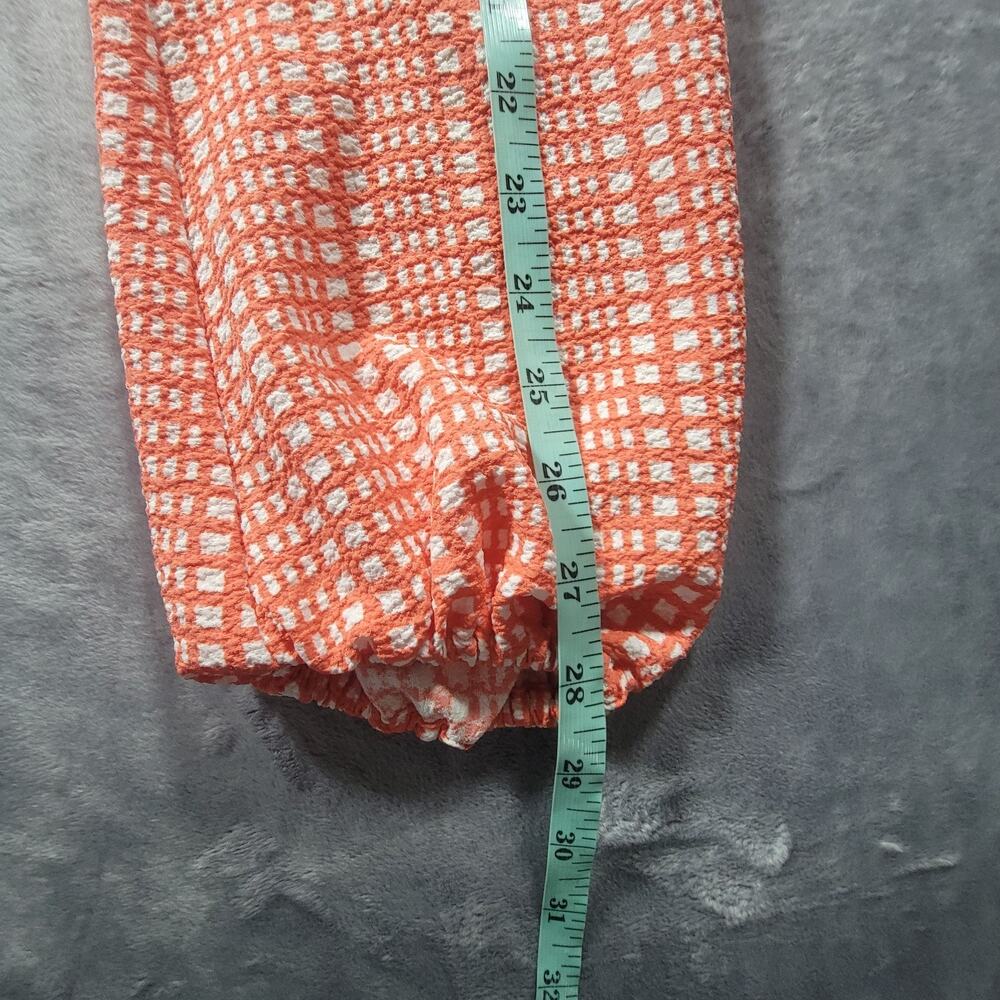 Stine Goya M Leila Maxi Dress V Neck Plaid Long Sleeve Orange - Picture 9 of 15